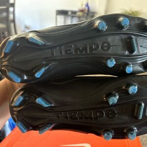 Nike Tiempo Men's Black and Blue Athletic Shoes